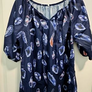 Navy blue feathers top